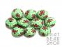 Light Green with Red Flower 12mm Round Polymer Clay Beads